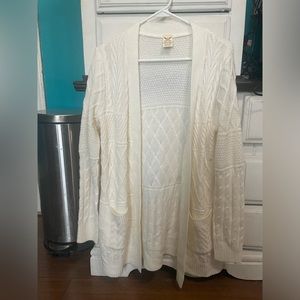 Faded Glory White/Cream Cardigan with Pockets